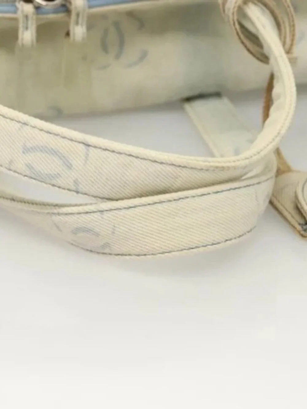 CHANEL Hand Bag Denim Light Blue Silver CC Auth 126457